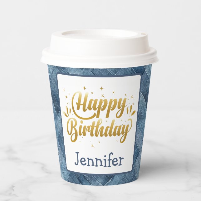Vasos De Papel Denim Blue Jean Birthday Paper Cup (Anverso)