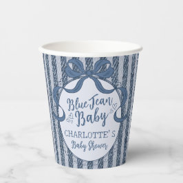 Vasos De Papel Denim Coquette Bow Blue Jean Baby Shower