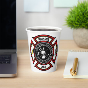 Vasos De Papel Departamento de Bomberos AÑADIR NOMBRE Insignia pa