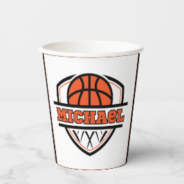 Vasos De Papel Deportes de baloncesto negro Naranja de Guay