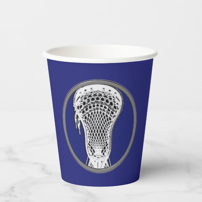 Vasos De Papel Deportes de Lacrosse Azul (Anverso)