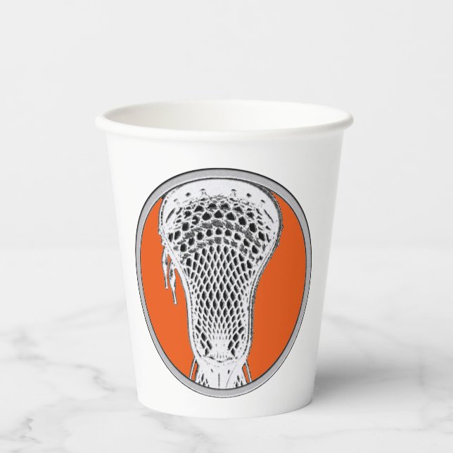 Vasos De Papel Deportes Lacrosse Naranja (Anverso)
