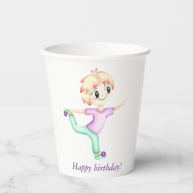 Vasos De Papel Deportista de niñito con jengibre divertido (Anverso)