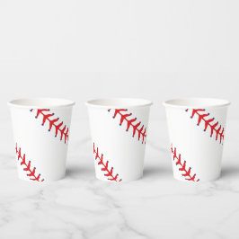 Vasos De Papel Deportivo-Béisbol Clásico Rojo y Blanco Temático D