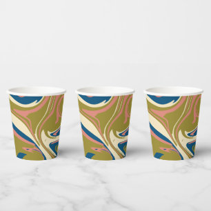 Vasos De Papel Derrame: azul, verde oliva, rosa y crema