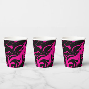 Vasos De Papel Derrame - Magenta y negro
