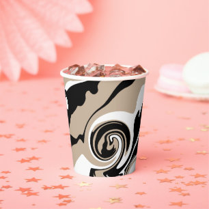 Vasos De Papel Derrame - Taupe, negro y blanco