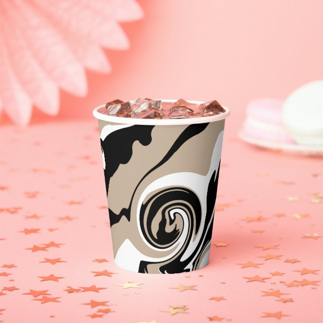 Vasos De Papel Derrame - Taupe, negro y blanco (in situ)
