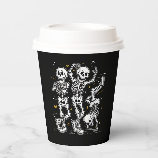 Vasos De Papel Desafío de Baile de Esqueletos Bailarines Hallowee (Anverso)