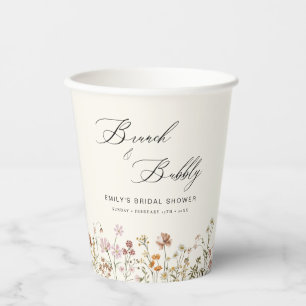 Vasos De Papel Desayuno Bohemio de Flores Silvestres y Burbujas p