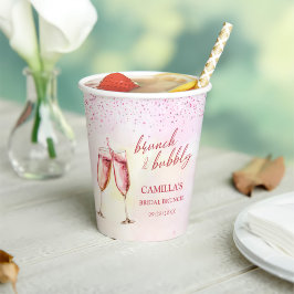 Vasos De Papel Desayuno Brunch con Champán Rosado y Ducha Nupcial