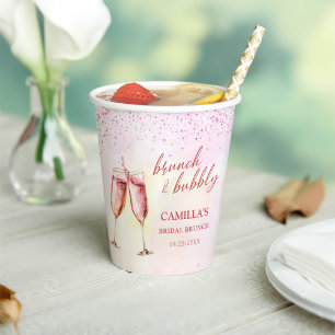 Vasos De Papel Desayuno Brunch con Champán Rosado y Ducha Nupcial