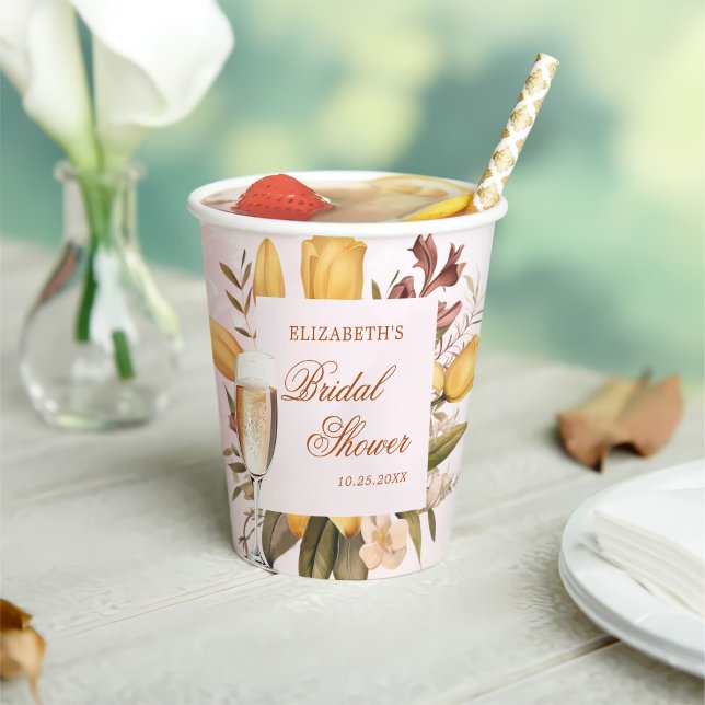 Vasos De Papel Desayuno Brunch Floral Y Bridal Shower Burbujas (Subido por el creador)