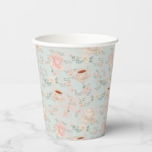Vasos De Papel Desayuno nupcial con té al estilo chic desgastado (Anverso)