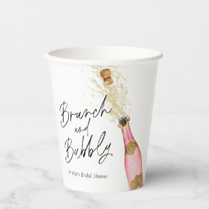 Vasos De Papel Desayuno rosa y bridal shower burbujeante