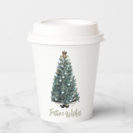 Vasos De Papel Deseos festivos. Diseño de árbol de Navidad