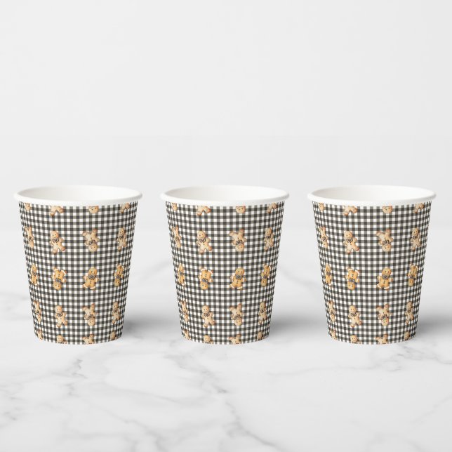 Vasos De Papel Desfile de Pan de Jengibre sobre Gingham! (Multi)