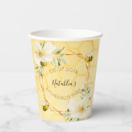 Vasos De Papel Despedida de soltera abejas florales amarillas