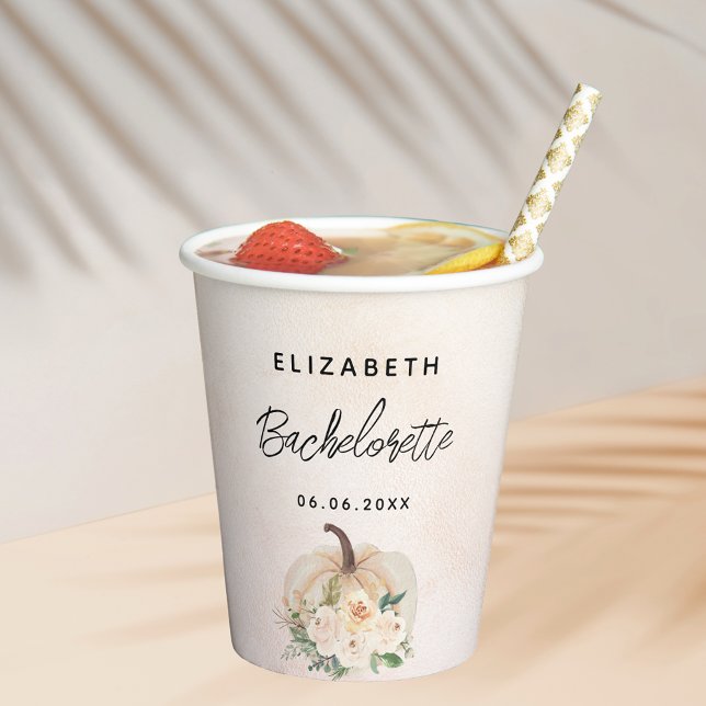 Vasos De Papel Despedida de soltera calabaza otoño crema rosa dor (Subido por el creador)