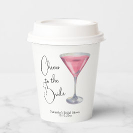 Vasos De Papel Despedida de soltera cóctel rosa acuarela