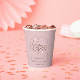 Vasos De Papel Despedida de soltera con boogie disco rosa