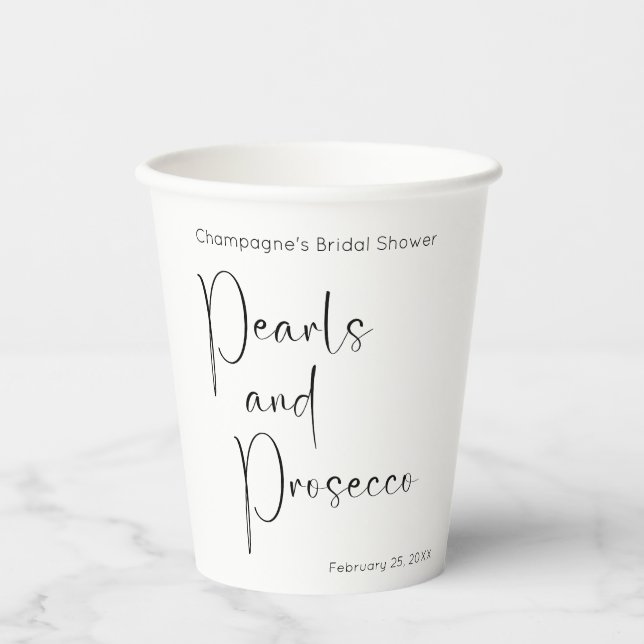 Vasos De Papel Despedida de Soltera con Escritura Moderna Perlas  (Anverso)
