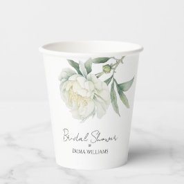Vasos De Papel Despedida de soltera con flor de peonía en acuarel