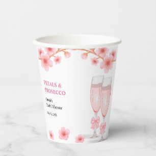 Vasos De Papel Despedida de soltera con flores de lazo rosa y Pro