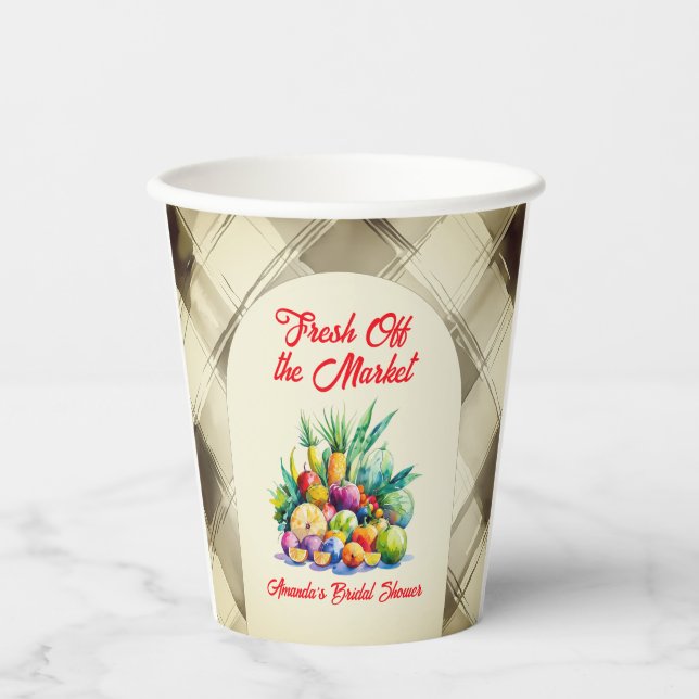 Vasos De Papel Despedida de Soltera con Frutas Frescas Rústicas D (Anverso)