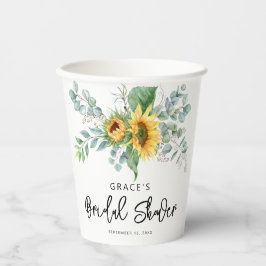 Vasos De Papel Despedida de Soltera con Girasoles Rústicos y Euca