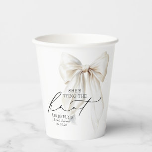 Vasos De Papel Despedida de soltera con lazo blanco Ella está ata