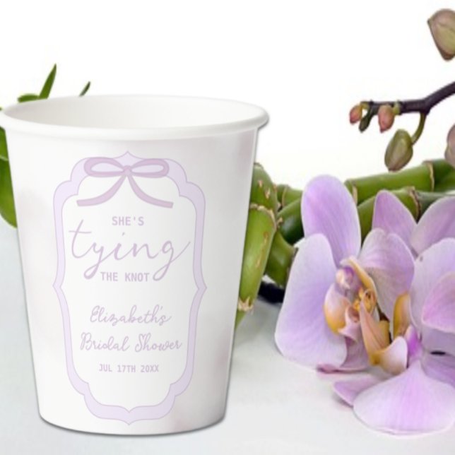 Vasos De Papel Despedida de soltera con lazo morado acuarela (Subido por el creador)