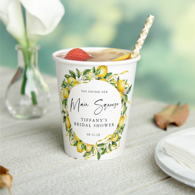 Vasos De Papel Despedida de Soltera con Limones Cítricos Modernos (in situ)