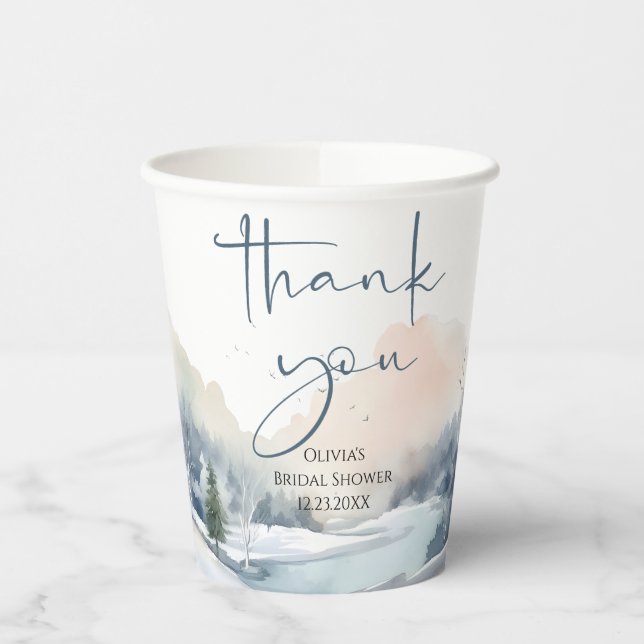 Vasos De Papel Despedida de soltera de bosque rústico de invierno (Izquierda)