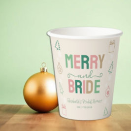 Vasos De Papel Despedida de soltera de Navidad Merry & Bride