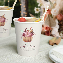 Vasos De Papel Despedida de soltera de otoño con calabaza y flore
