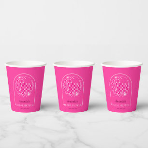 Vasos De Papel Despedida de soltera Disco Boogie Rosa Fucsia