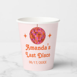 Vasos De Papel Despedida de soltera disco Groovy Naranja Rosa