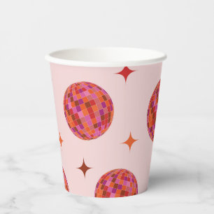 Vasos De Papel Despedida de soltera disco Groovy naranja rosa