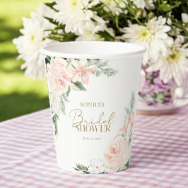 Vasos De Papel Despedida de soltera floral de primavera rosa salv