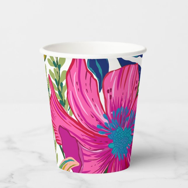 Vasos De Papel Despedida de soltera floral y botánico acuarela en (Anverso)