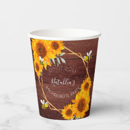 Vasos De Papel Despedida de soltera girasoles madera rústica marr