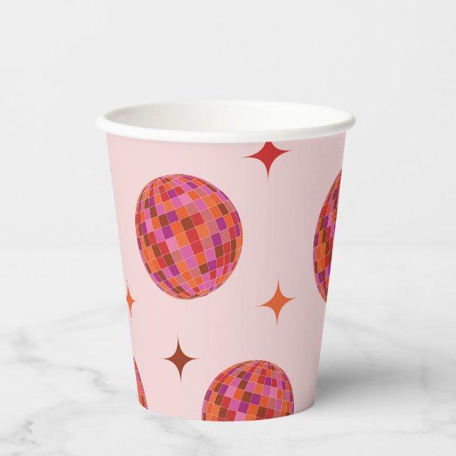 Vasos De Papel Despedida de soltera Groovy Pink Orange     (Anverso)