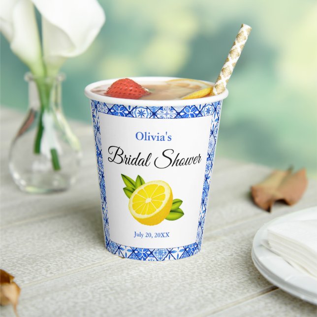 Vasos De Papel Despedida de soltera Mediterránea con Azulejos Azu (in situ)