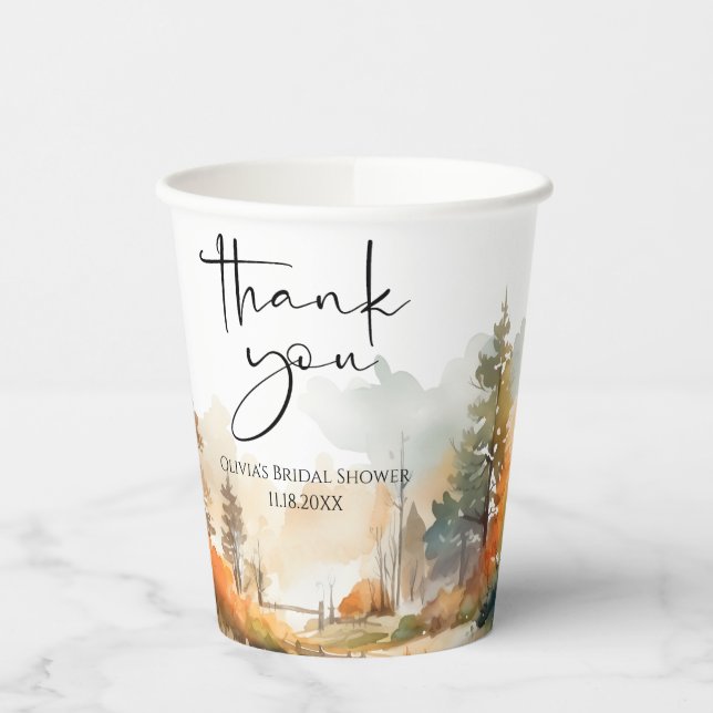 Vasos De Papel Despedida de soltera Otoño Bosque Rústico (Izquierda)
