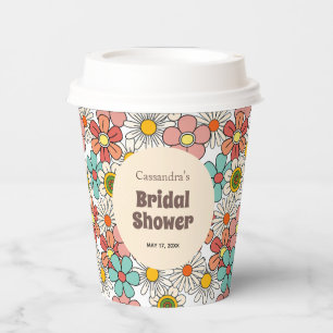 Vasos De Papel Despedida de soltera retro hippie groovy flor 
