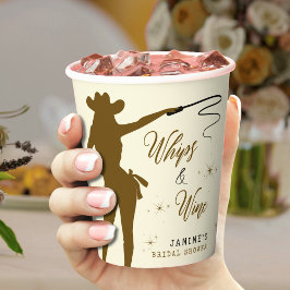 Vasos De Papel Despedida de soltera vaquera látigos y vino