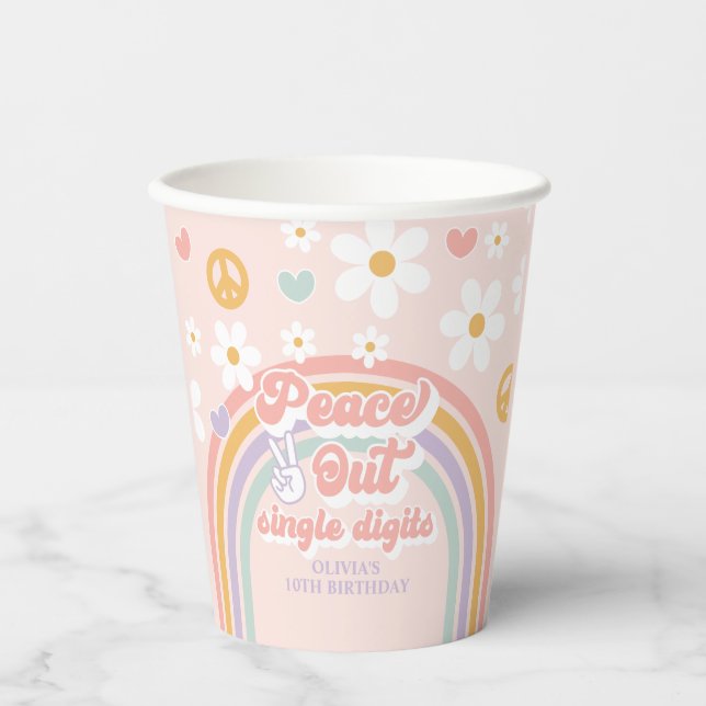 Vasos De Papel Despedida Dígitos Únicos Cumpleaños 10 (Anverso)