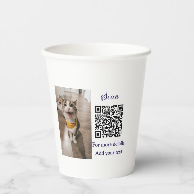 Vasos De Papel Detalles simples de nombres de animales Código QR  (Anverso)