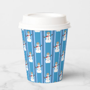 Vasos De Papel Detective de Snowman azul divertido y divertido